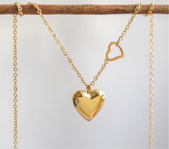 18k Gold Plated Minimal Heart Pendant With Chain