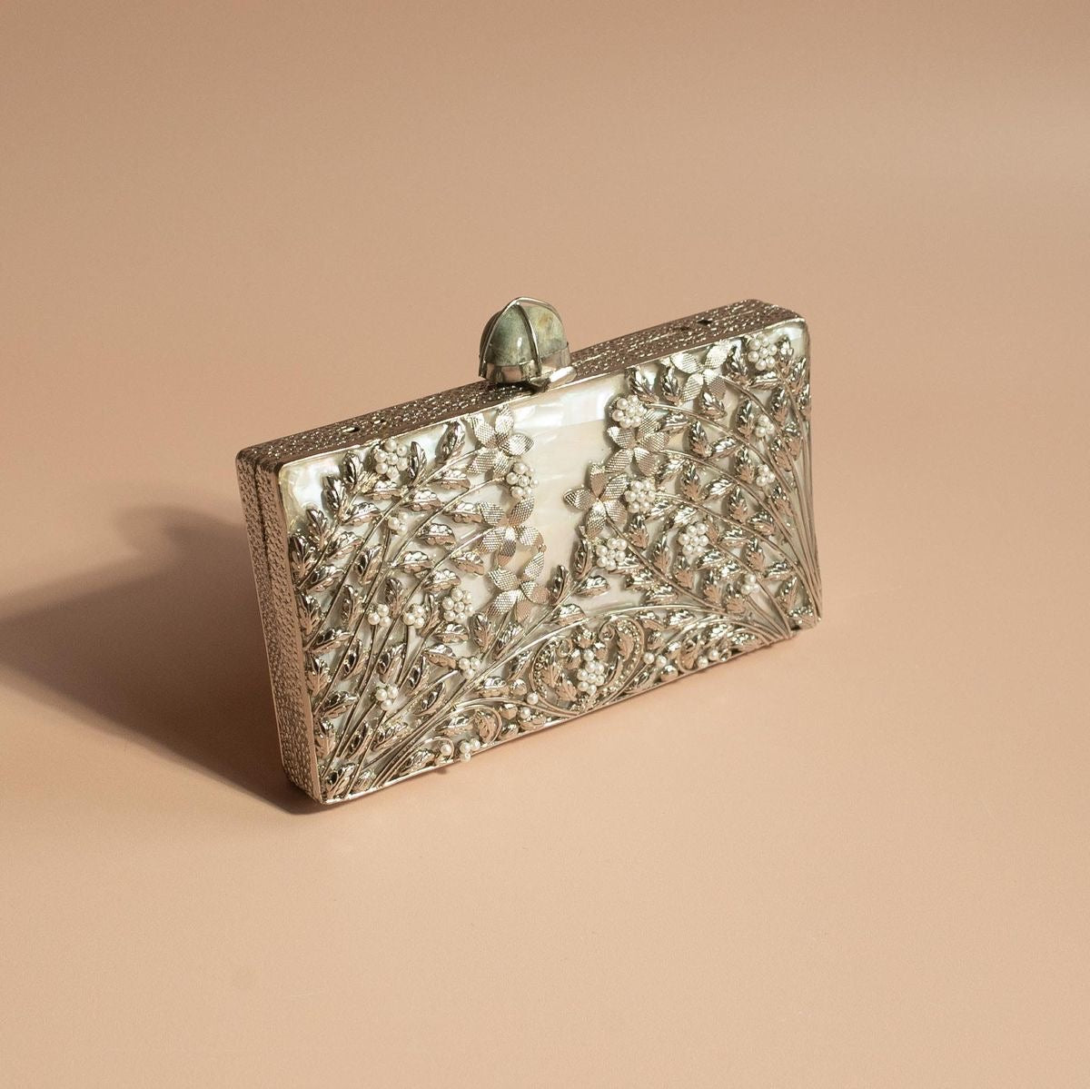 Mother OF Pearls Silver Rec Clutch