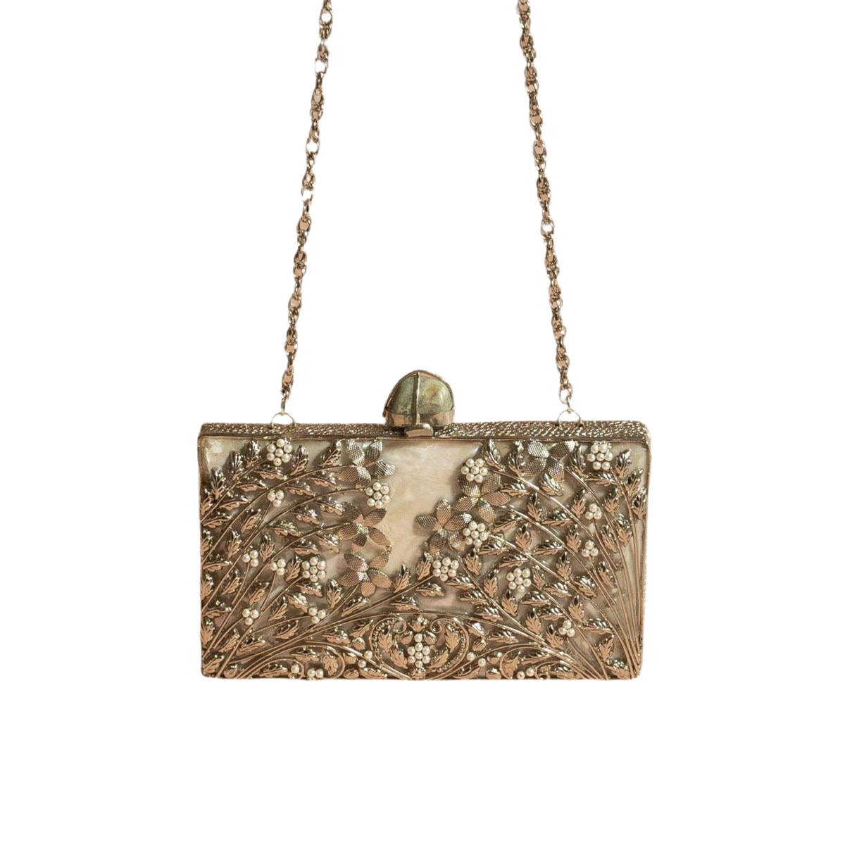 Mother OF Pearls Silver Rec Clutch