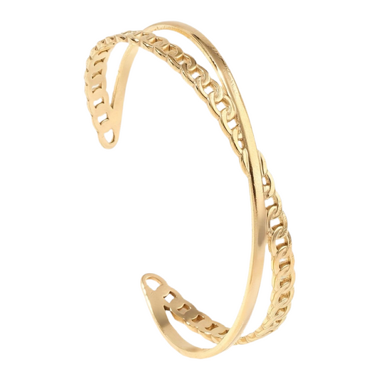 18k Gold Plated Double Cross Chain Bracelet