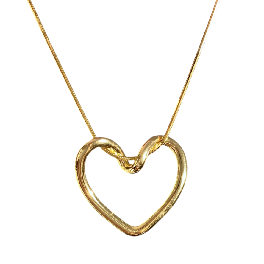 18k Gold Plated Minimal Heart Loop Pendant With Chain