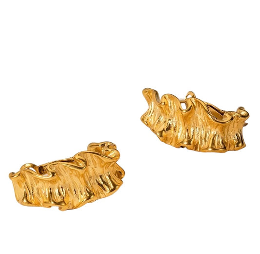 18k Gold Plated Sparkel Textured Earrings