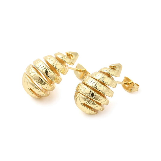 18k Gold Plated Spiral Teardrop Earrings