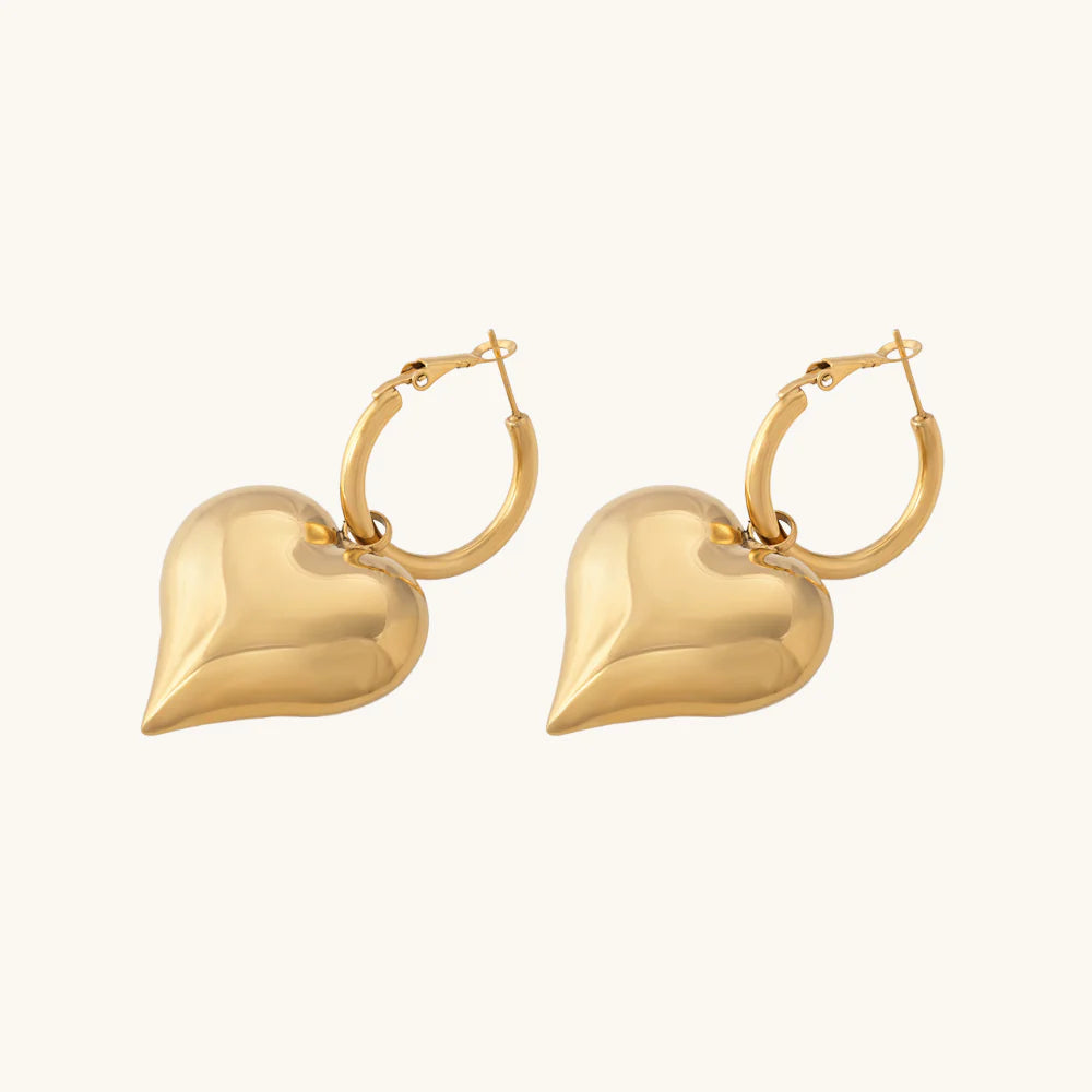 18k Gold Plated Heart Hoops