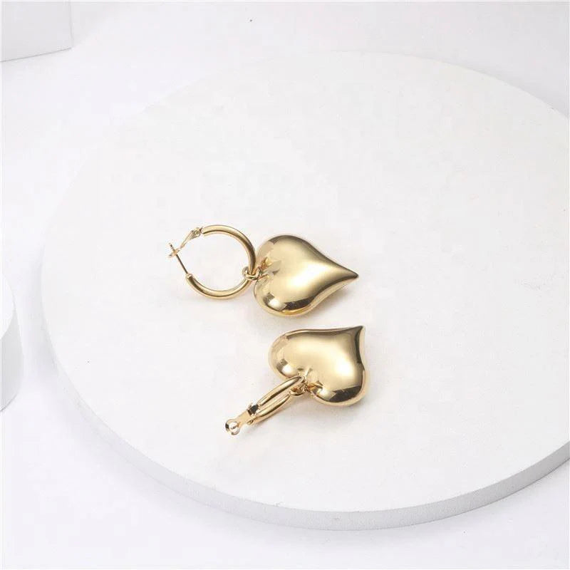 18k Gold Plated Heart Hoops