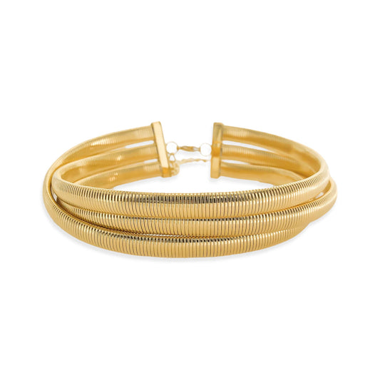 18k Gold Plated Triple layer Ribbed Chokerd